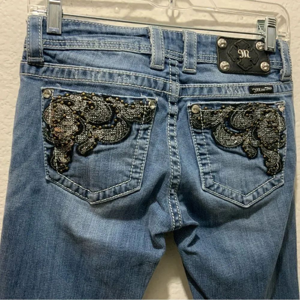 Miss Me Boot Cut Jeans Womens 27 BlueβSequin Embellished Y2K inseam 31